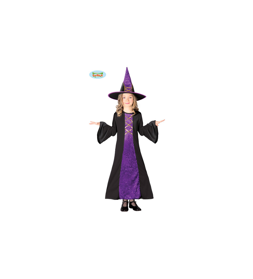 Dětský kostým Čarodějka - fialová