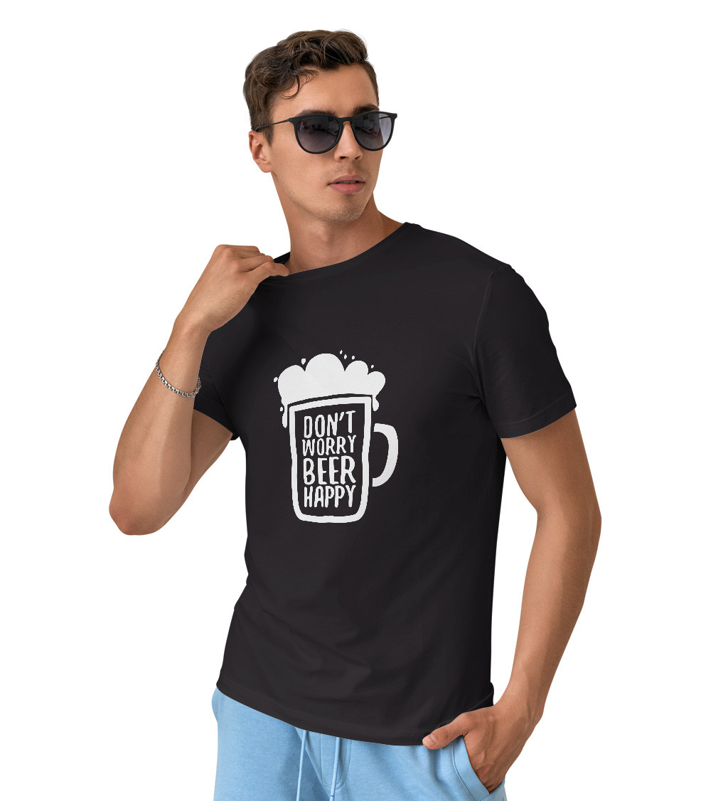 Pánské tričko černé - Dont worry beer happy