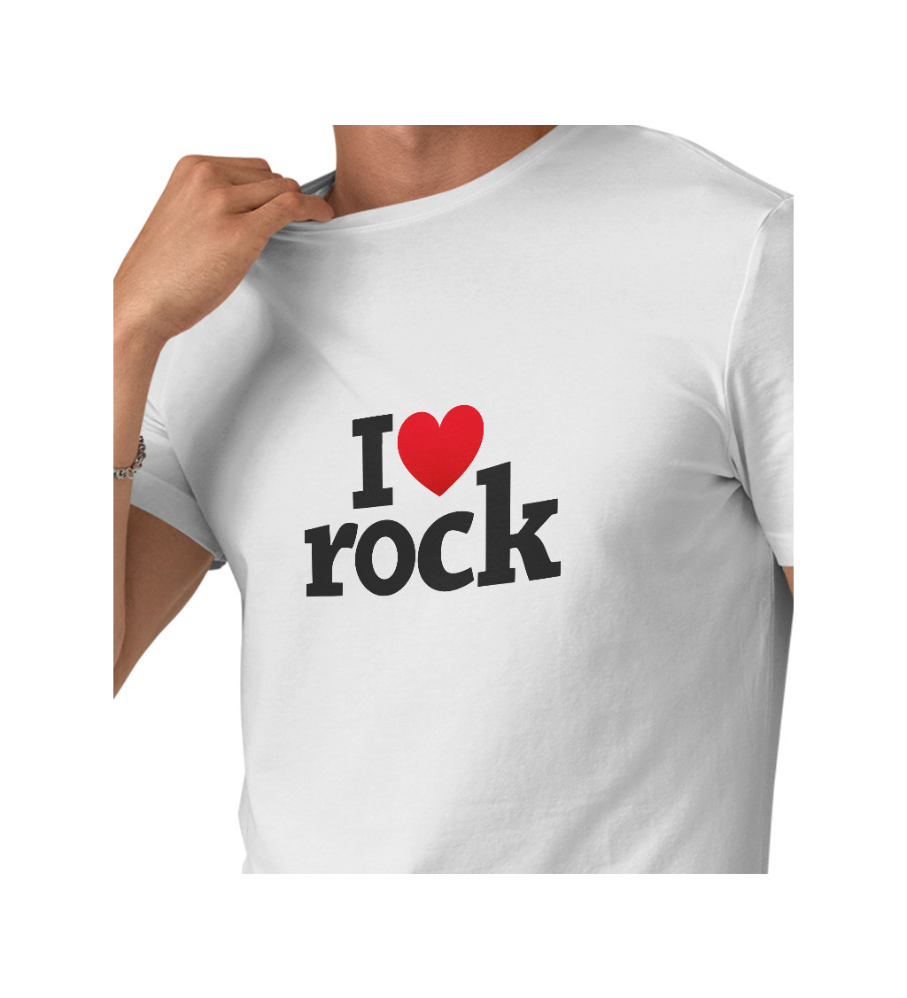 Pánské tričko bílé - I love rock