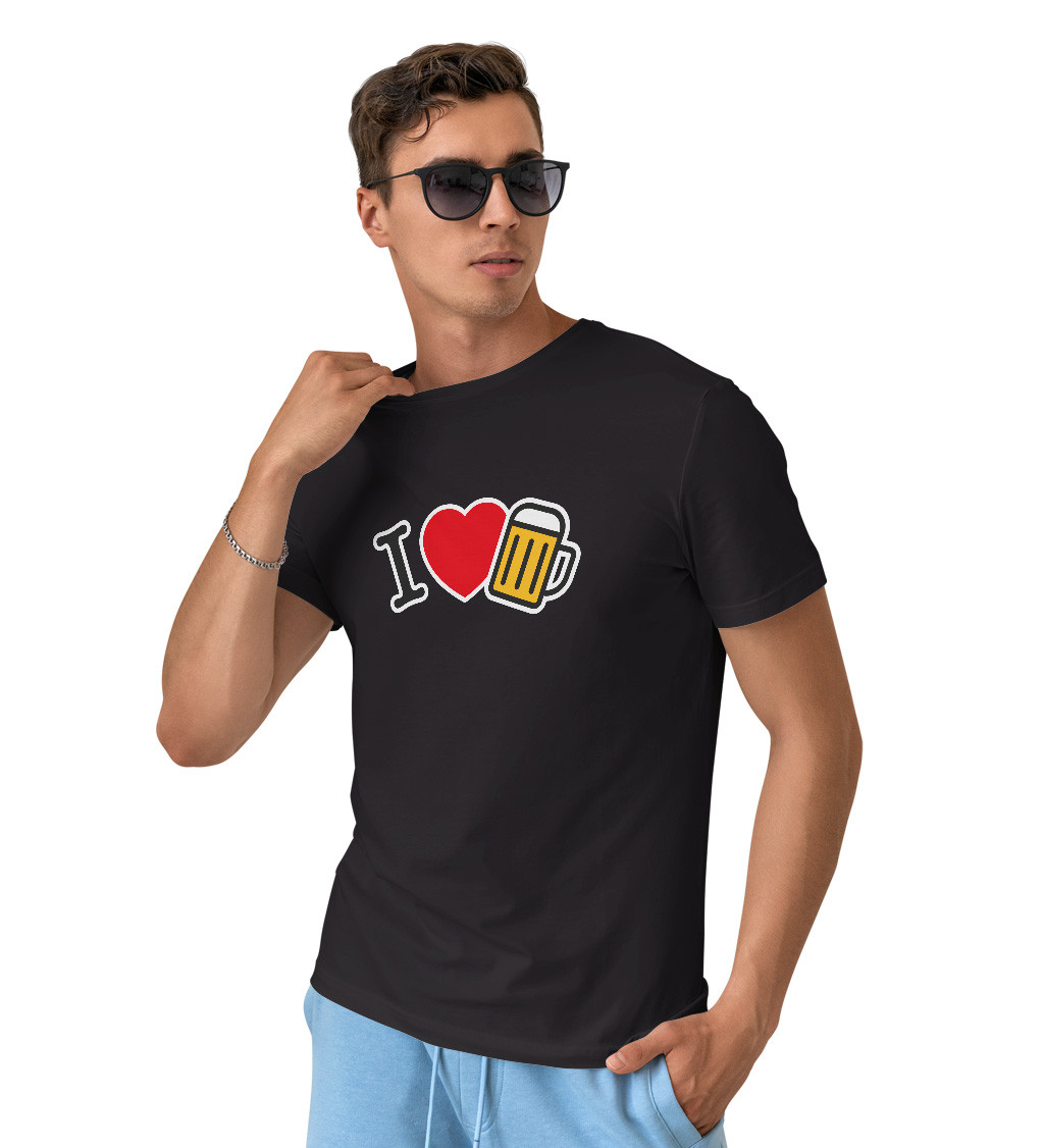 Pánské tričko černé - I love beer