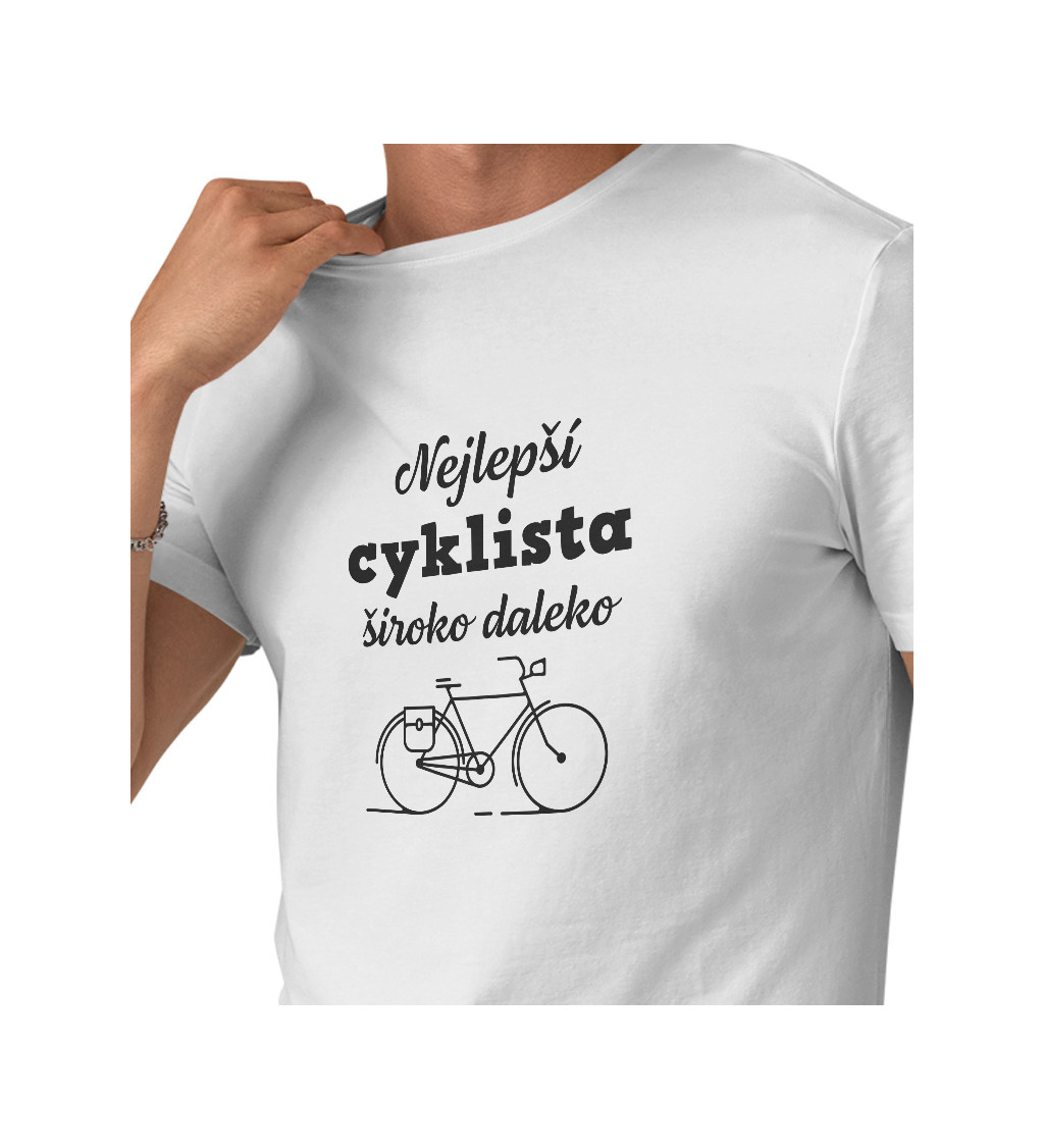 Pánské tričko bílé - Nejlepší cyklista široko daleko