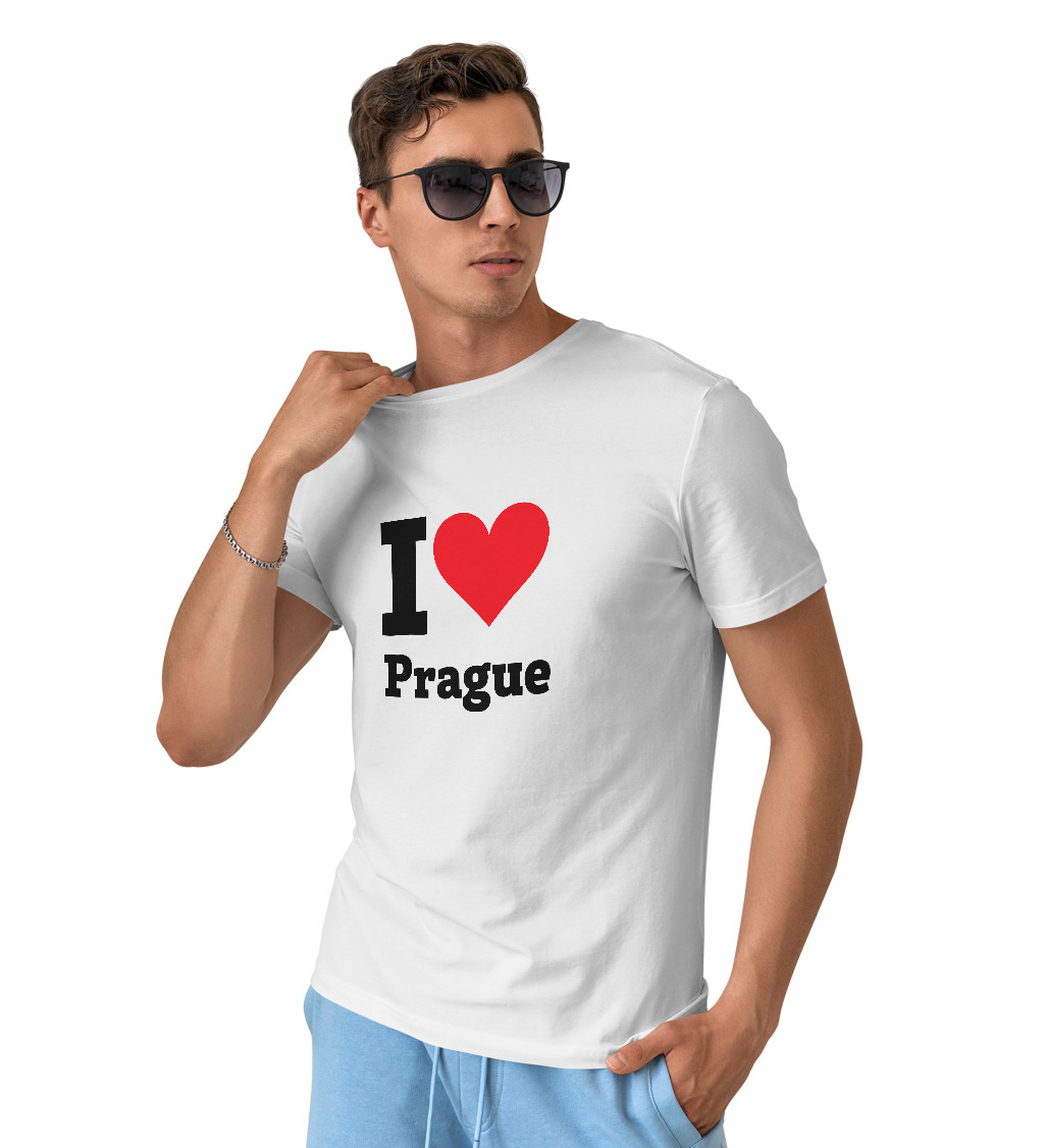 Pánské bílé tričko I love Prague