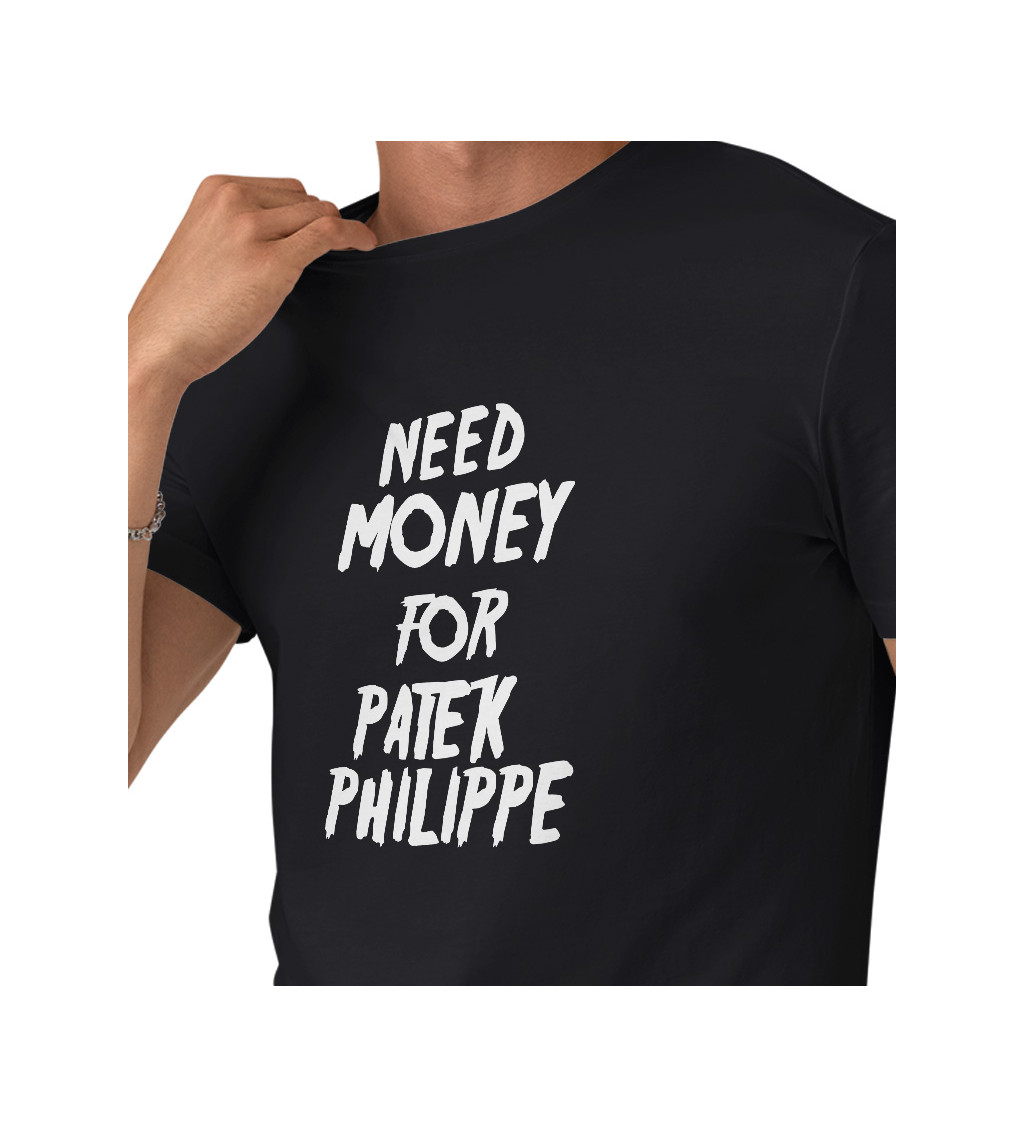 Pánské triko černé - Need money for Philippe