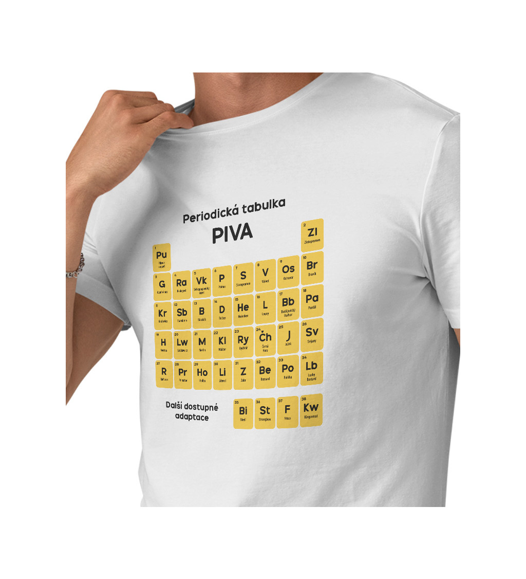 Pánské tričko bílé - Periodická tabulka piva