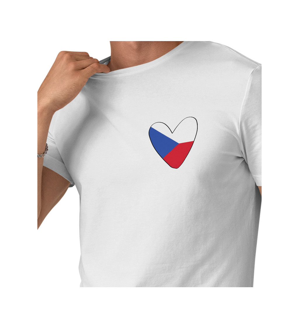 Pánské tričko bílé - Srdce Česko