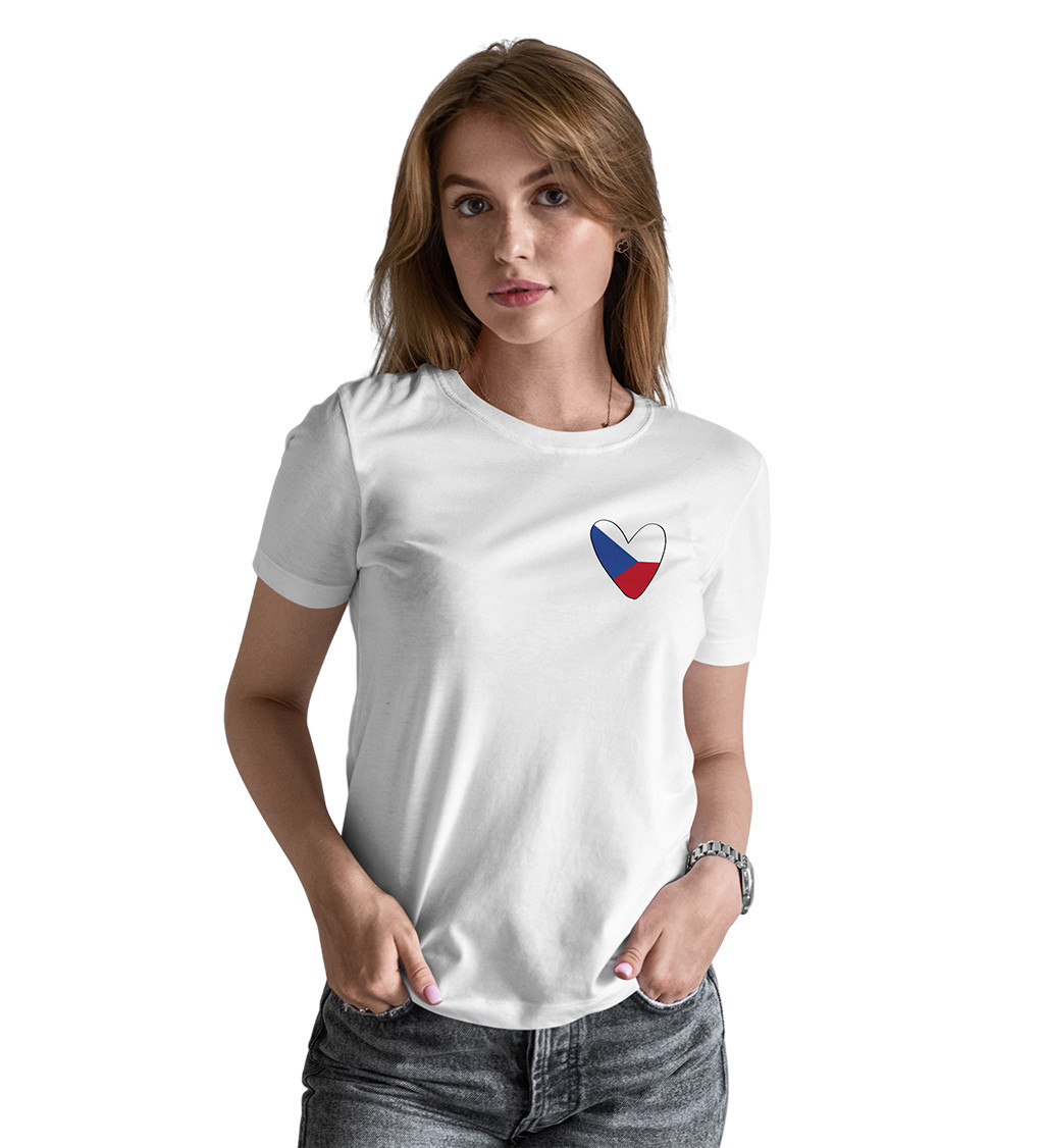 Dámské triko - bílé Srdce Česko