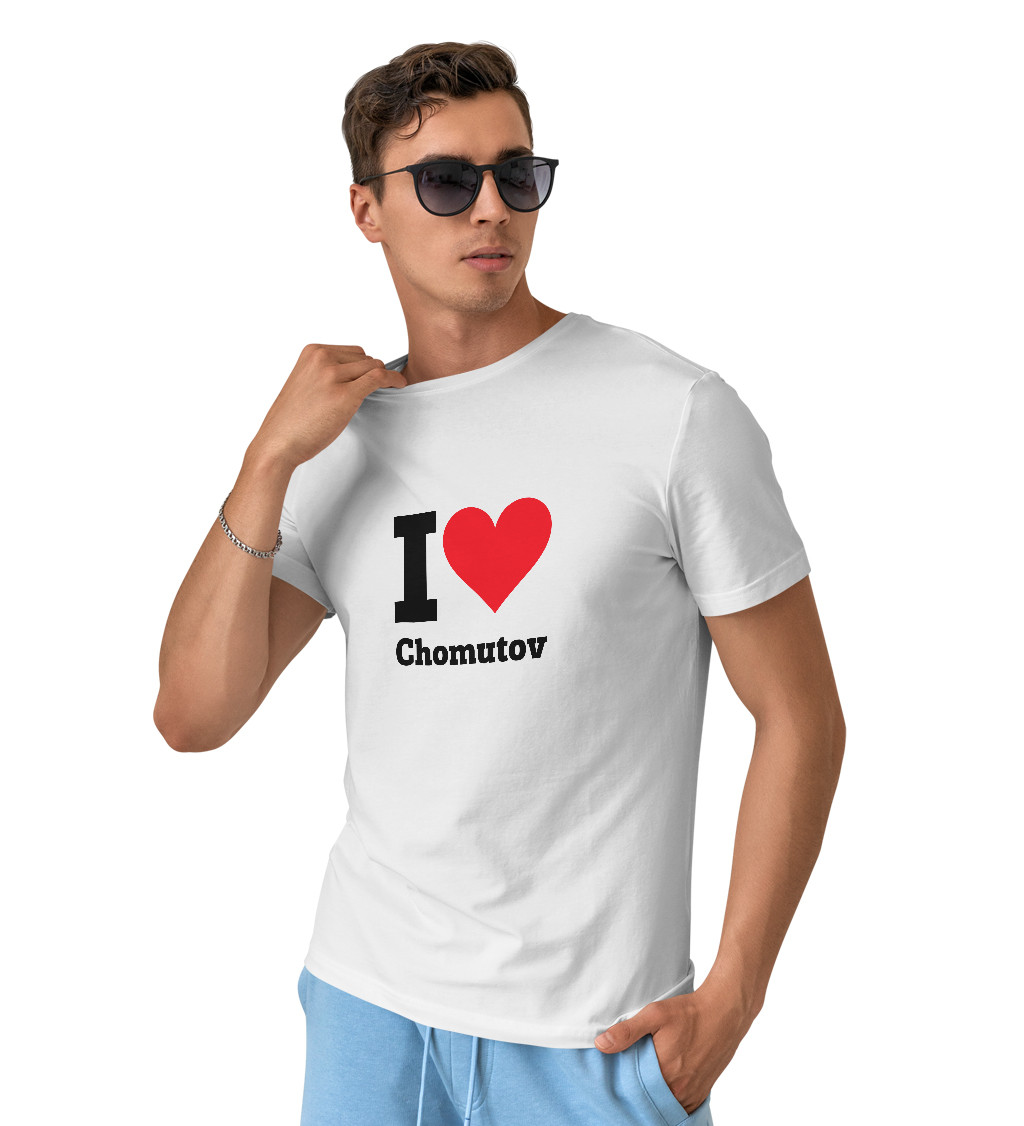 Pánské triko bílé - I love Chomutov