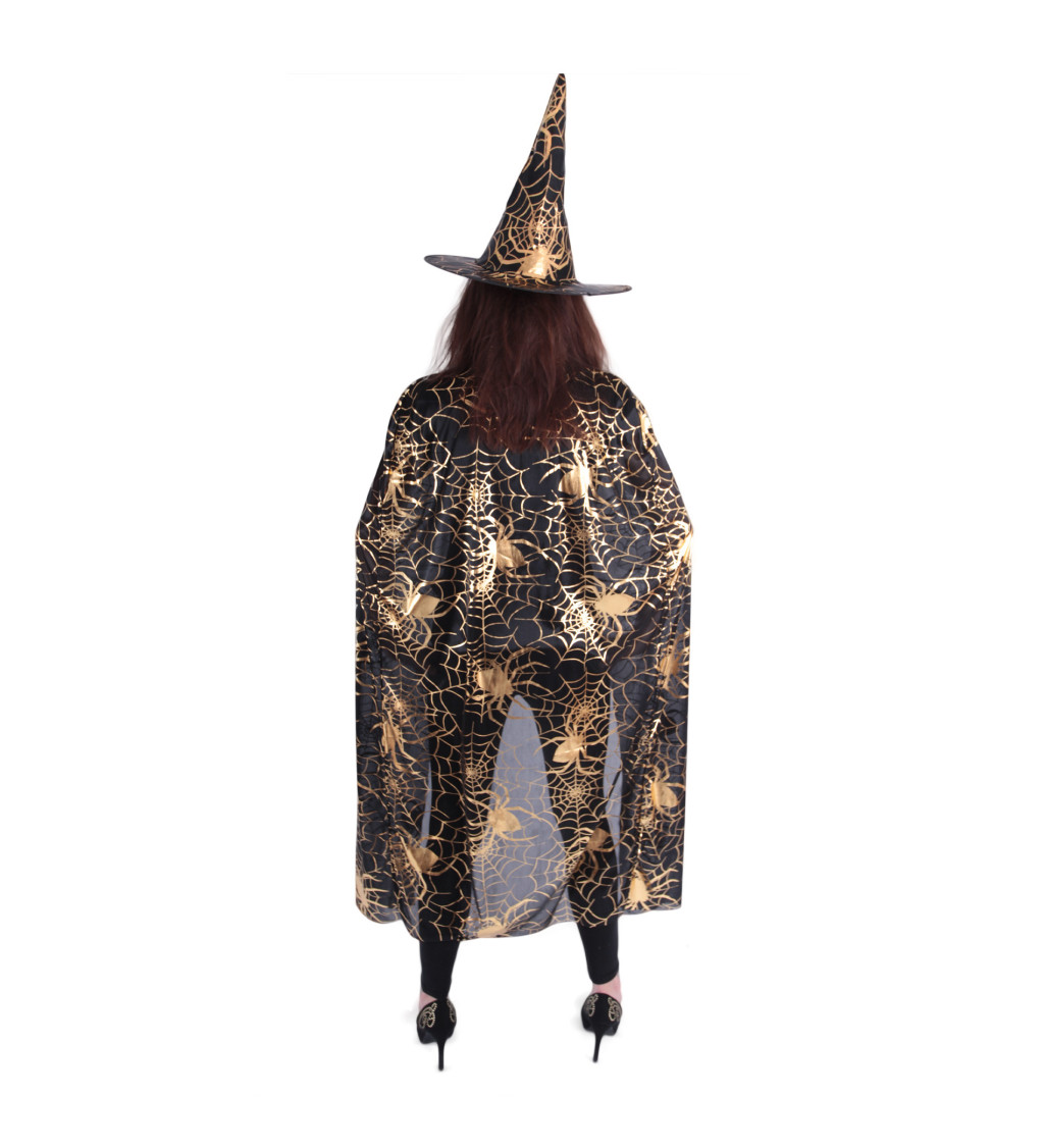 Čarodějnický plášť a klobouk - zlatý