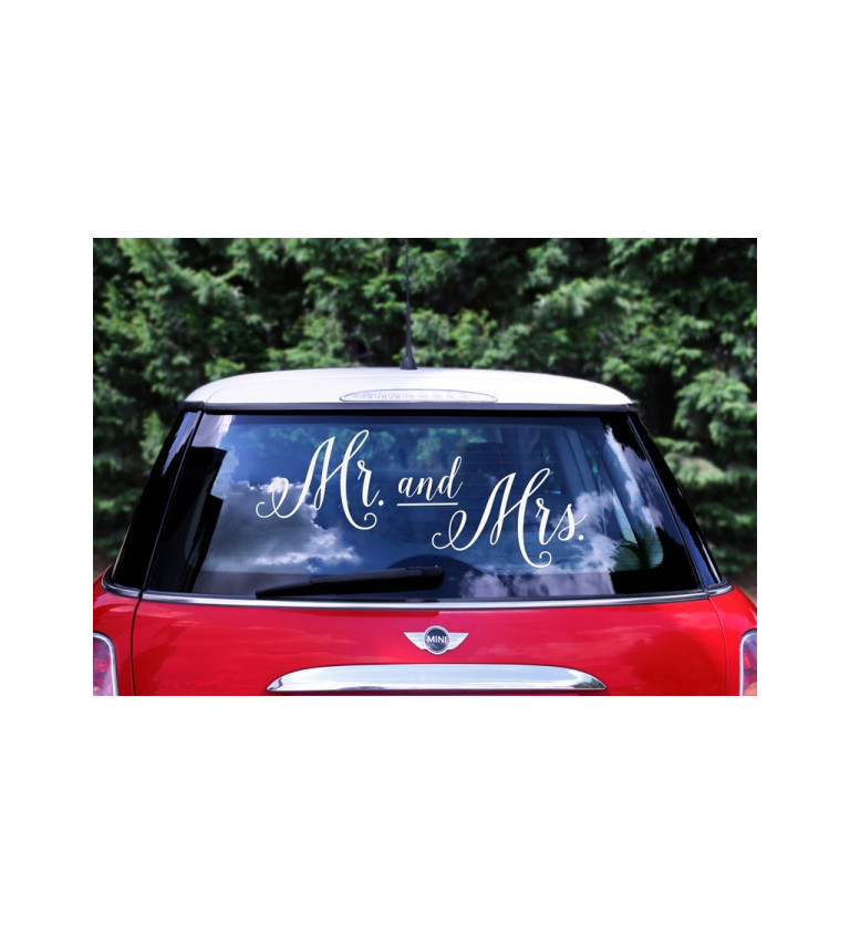 Nálepky na auto - Mr. and Mrs.