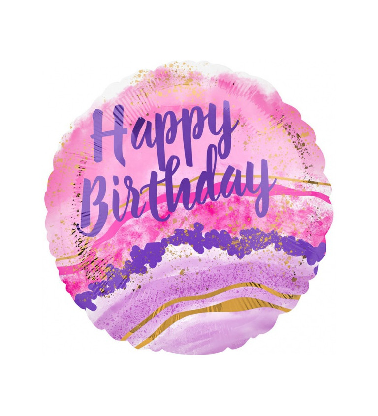 Mramorový fóliový balónek Happy Birthday