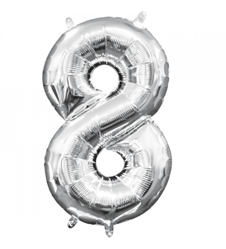 Malý stříbrný fóliový balónek - číslo 8