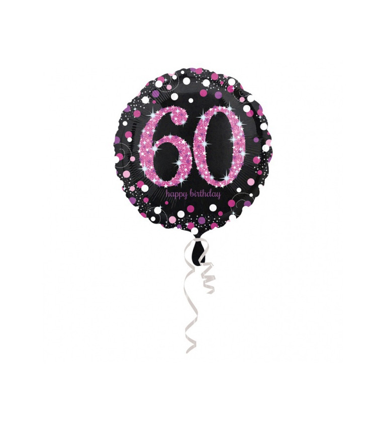 Kulatý balónek 60 - černo-růžový