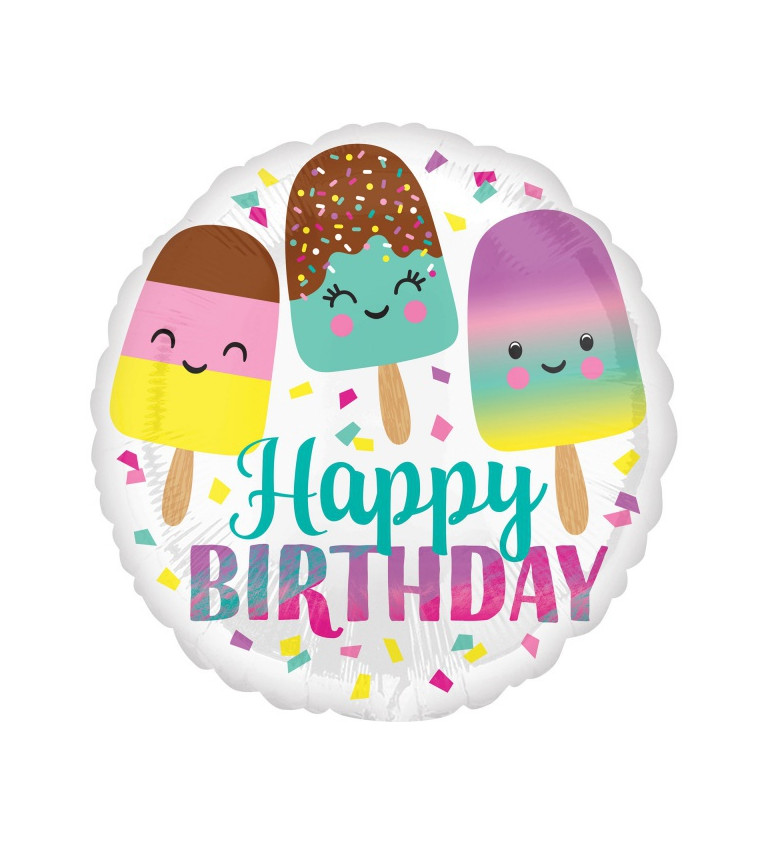 Fóliový balónek 'Happy Ice Cream Birthday'
