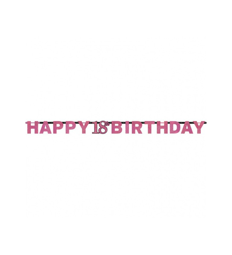 Růžový nápis Happy Birthday - 18. narozeniny