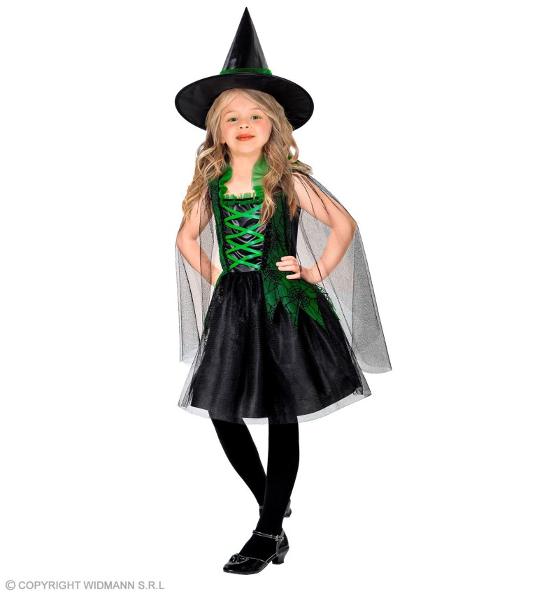 Dívčí kostým - čarodějka zelená