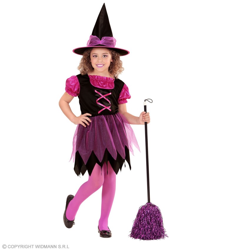 Dětský kostým růžové čarodějnice