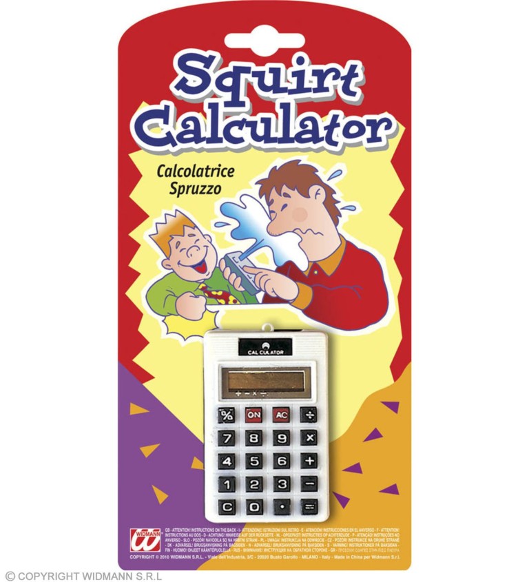 Stříkací kalkulačka - žertovný předmět