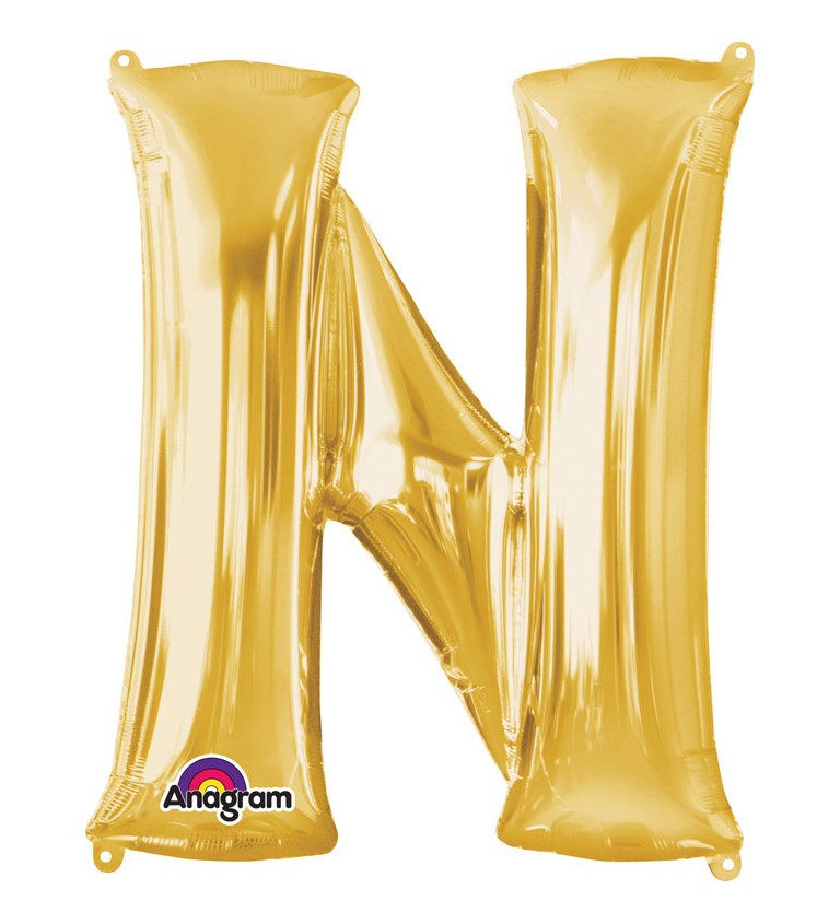 Fóliový balónek písmeno N - zlatý