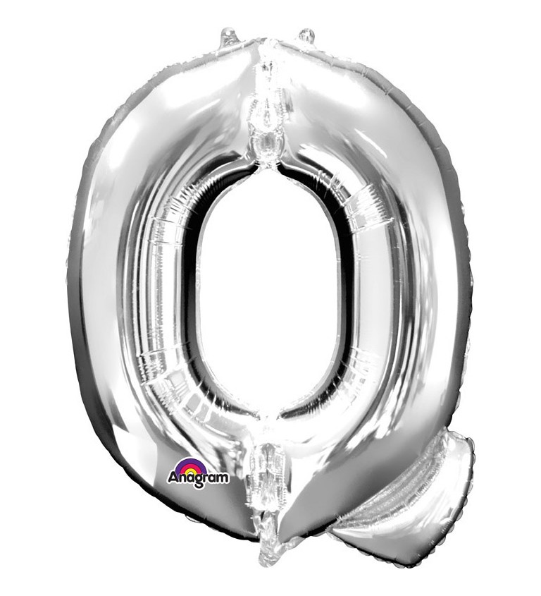 Fóliový balónek písmeno Q - stříbrný