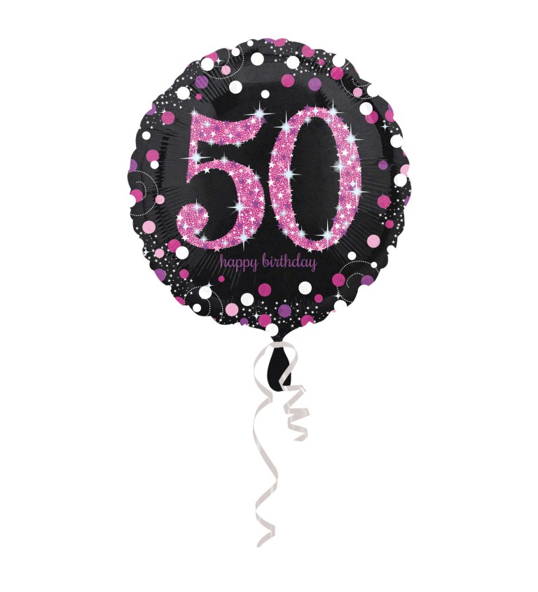 Kulatý balónek 50 - černo-růžový