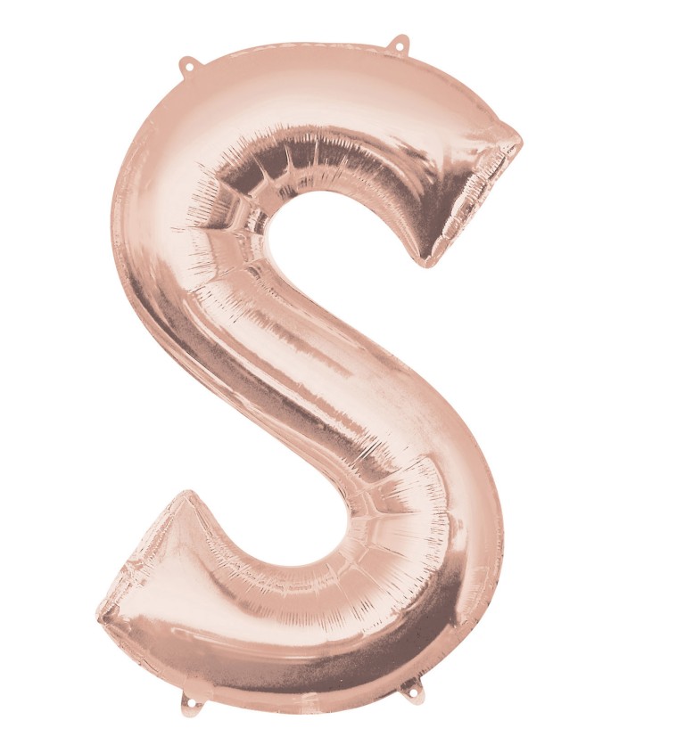 Fóliový balónek písmeno S - růžové zlato