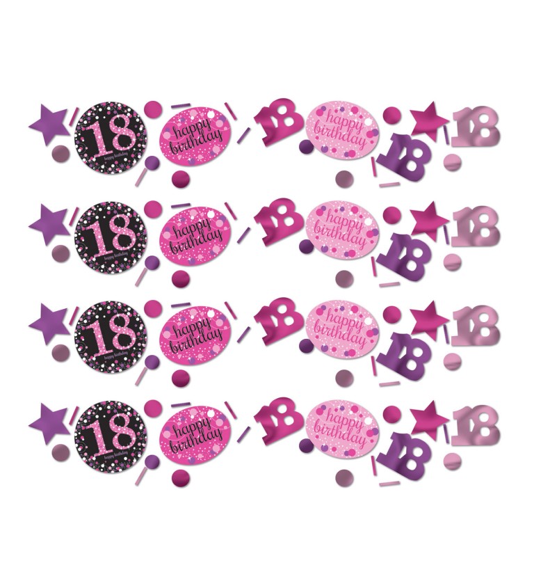 Narozeninové konfety 18 - růžové