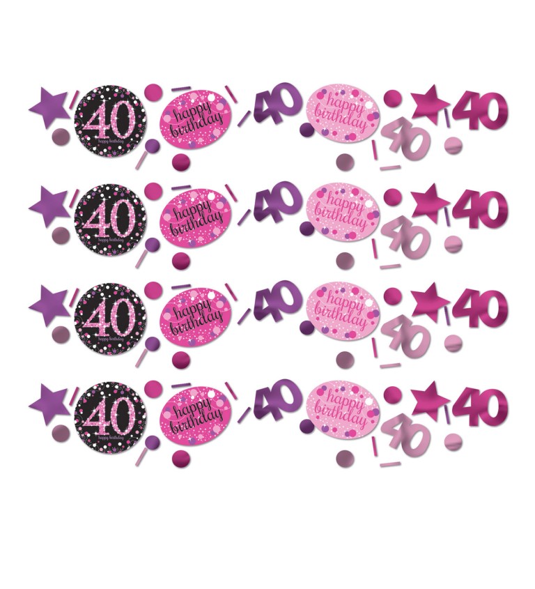 Narozeninové konfety 40 - růžové