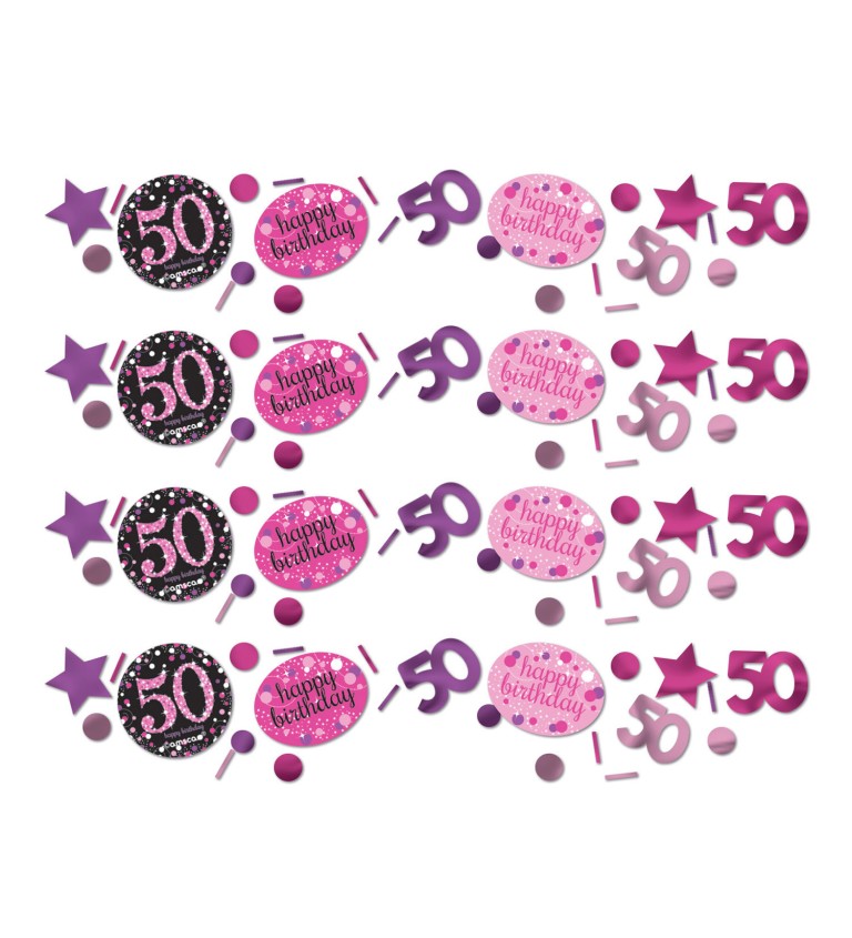 Narozeninové konfety 50 - růžové