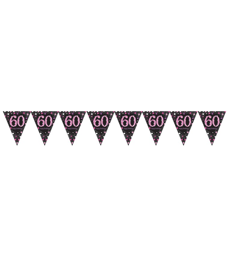 Růžová girlanda - vlaječky 60