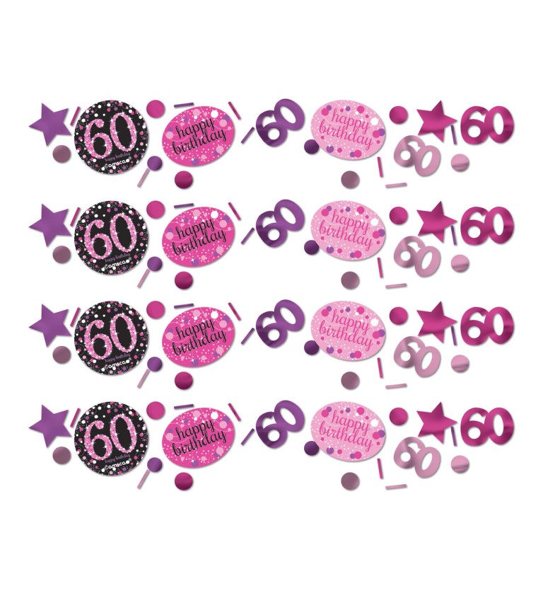 Narozeninové konfety 60 - růžové