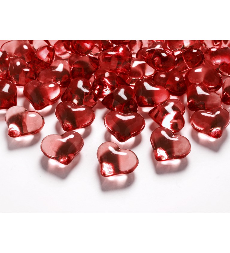 Červené konfety - krystalová srdíčka