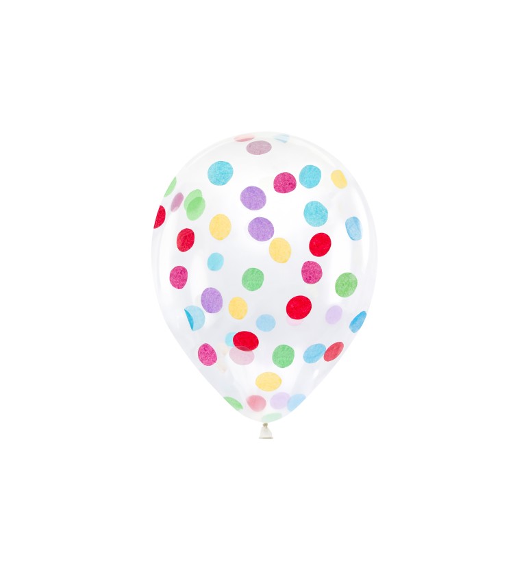 Průhledné balónky s barevnými konfetami - latexové