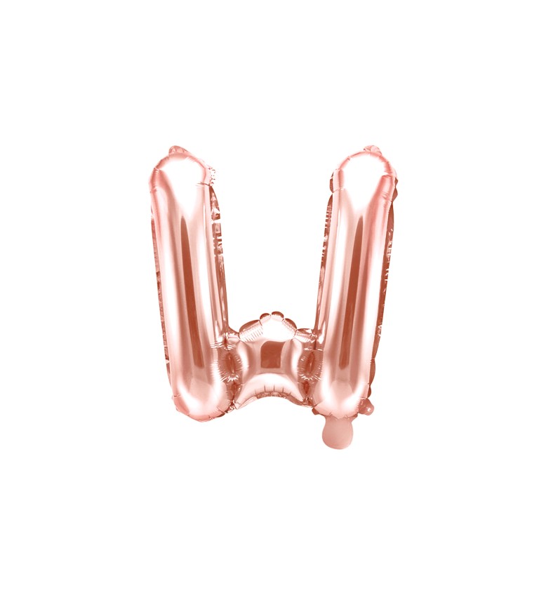 Růžovo-zlatý mini balónek - W