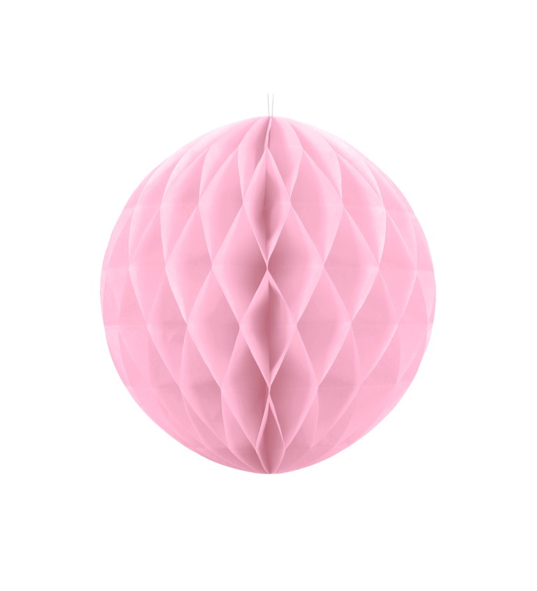 Světle růžová papírová koule - 20 cm