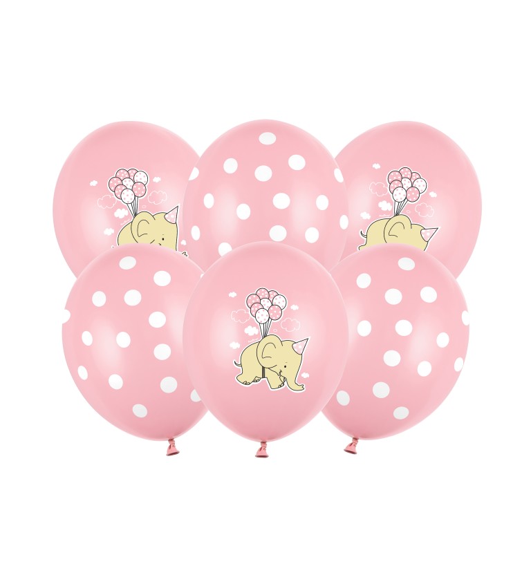 Dětské balónky se slonem - růžové