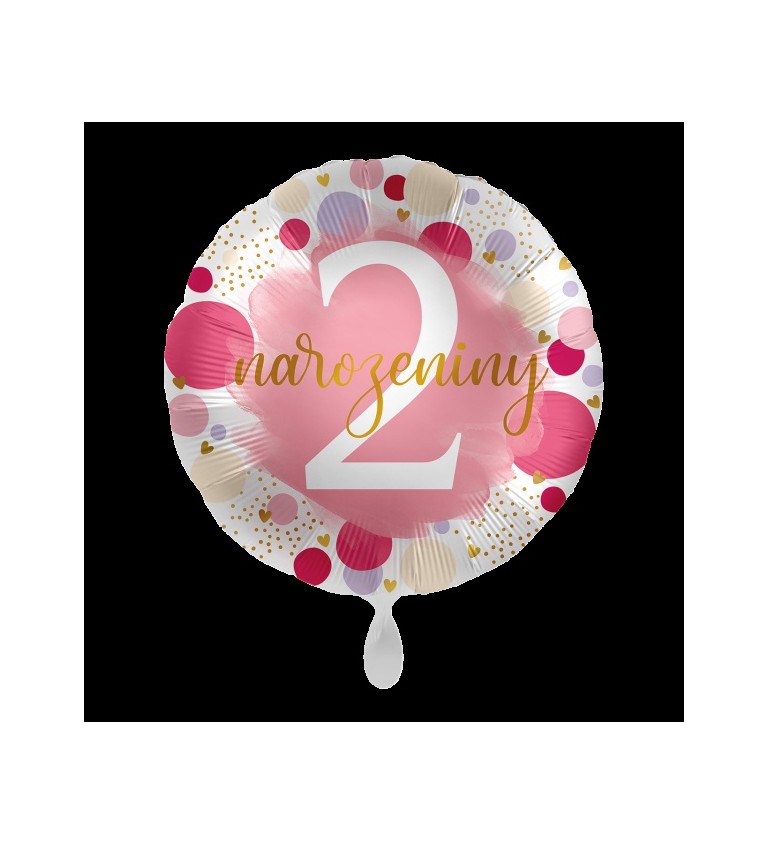 Balónek 2. narozeniny růžový fóliový