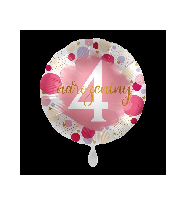 Balónek 4. narozeniny růžový fóliový