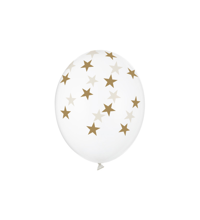 Balónky se zlatými hvězdičkami- 50 ks