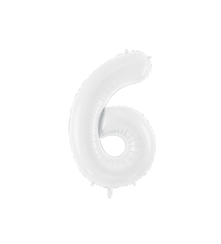 Fóliový balón "6" - bílý