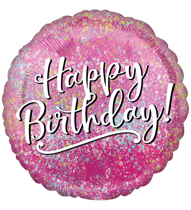Happy Birthday - růžový balónek
