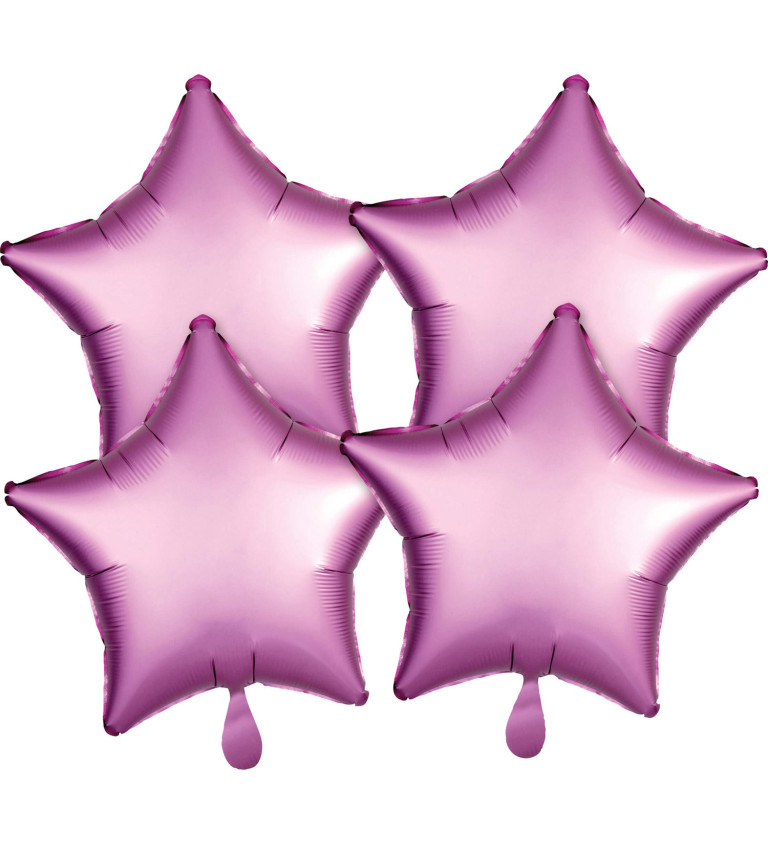 Set balónků - hvězdy růžové