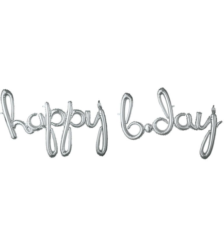 Happy Birthday nápis - stříbrný balónek
