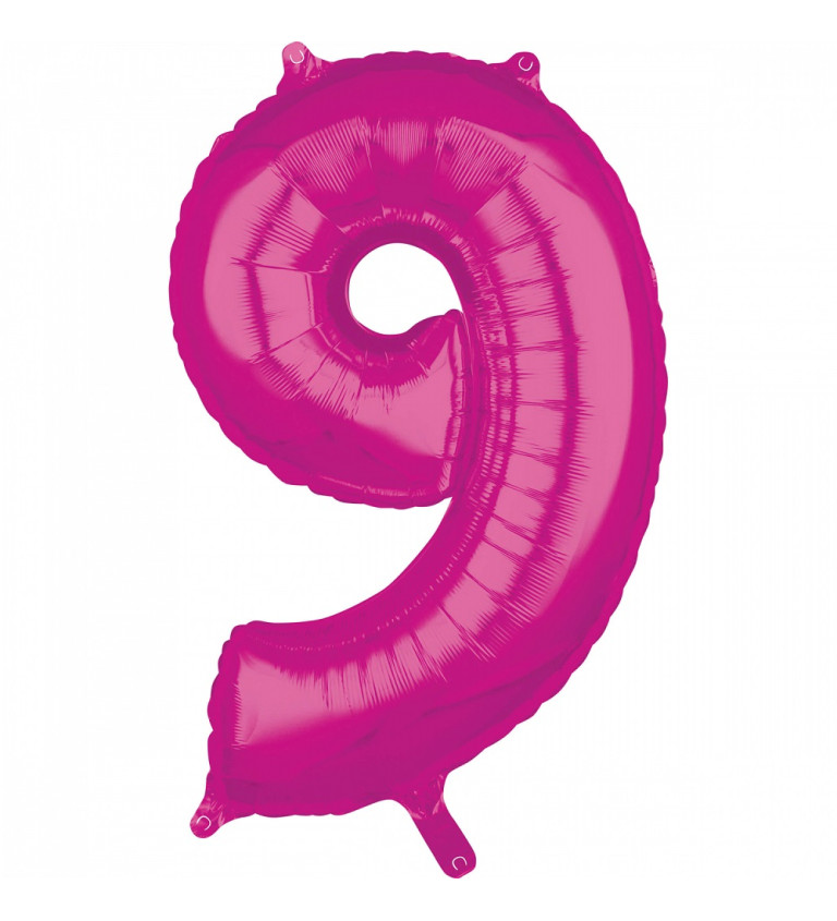 Růžový fóliový balónek - číslo 9