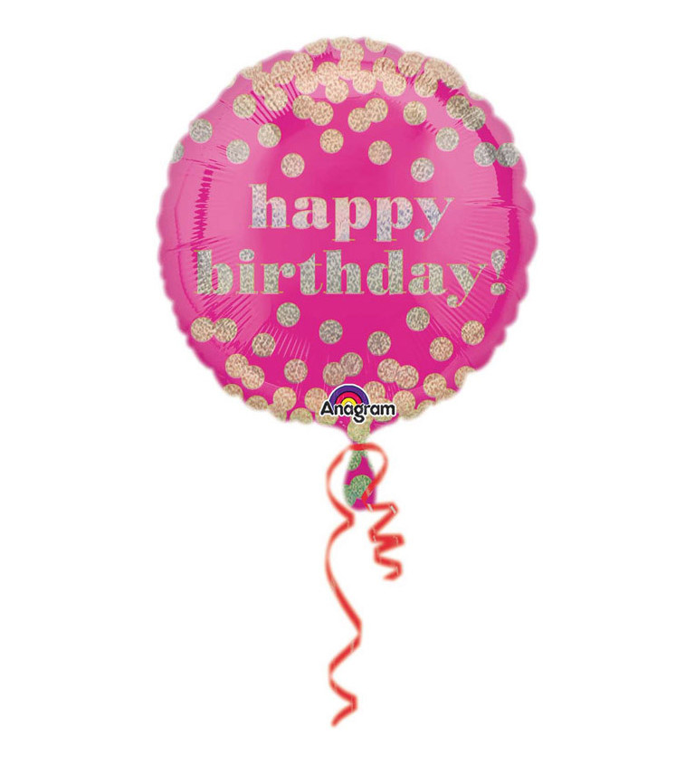 Růžový balónek- happy birthday