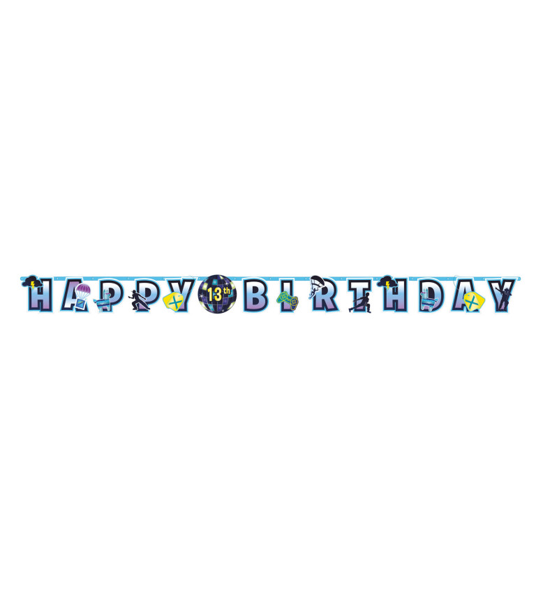 Girlanda - Happy birthday - modrá