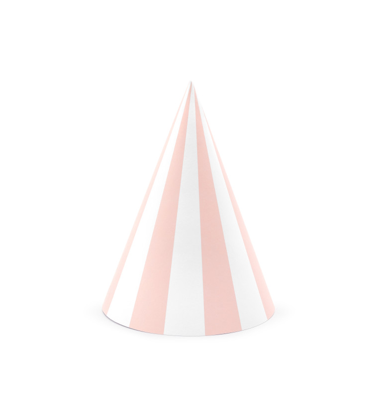Pruhované papírové čepičky - bílo-růžové