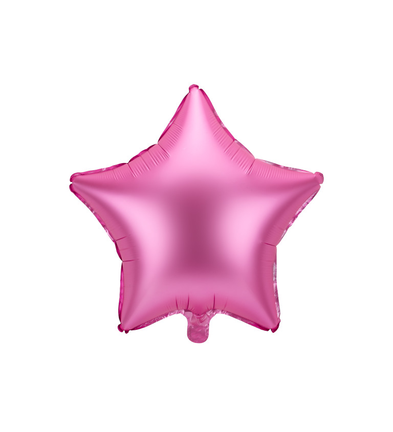 Růžový fóliový balónek - hvězda