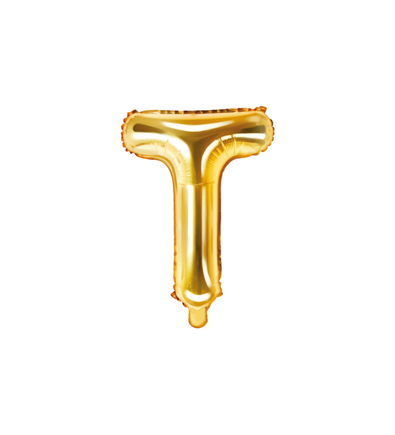 Malý zlatý fóliový balónek - písmeno T