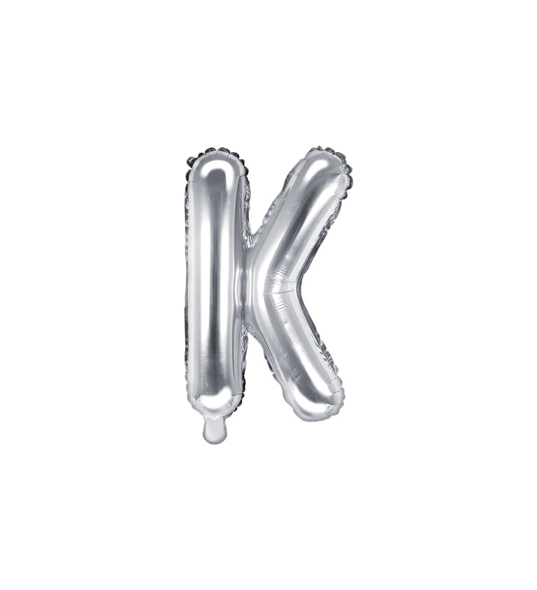 Stříbrný fóliový balónek - písmeno K