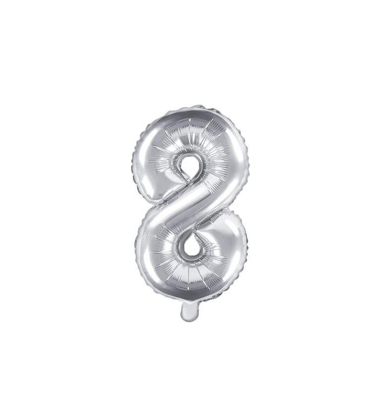 Fóliový balónek číslo 8 -  stříbrný